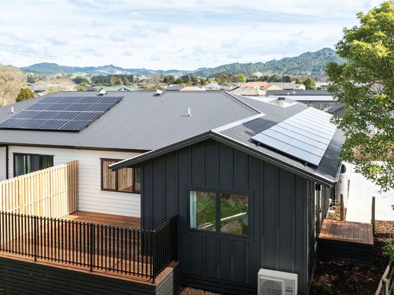 A newly built home with solar panels