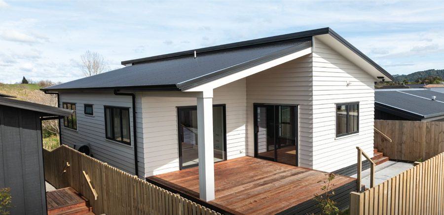A finished dark-clad ROI Build home in the Waikato