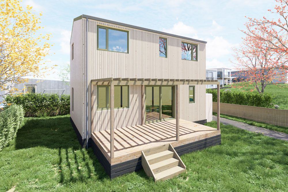 Two-storey Smart Series home with a pergola and deck